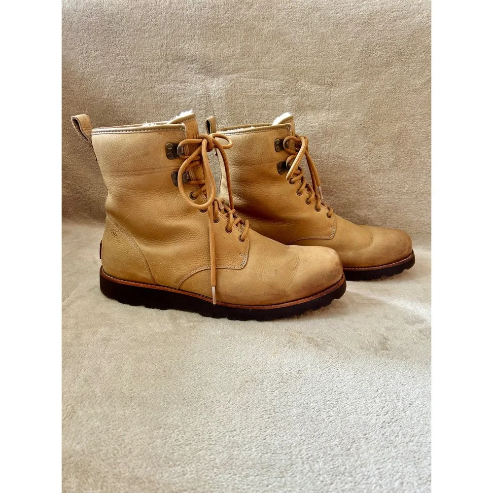 UGG Mens 12 Hannen TL Work Winter Boots Desert Sand Waterproof Sheepskin Lining